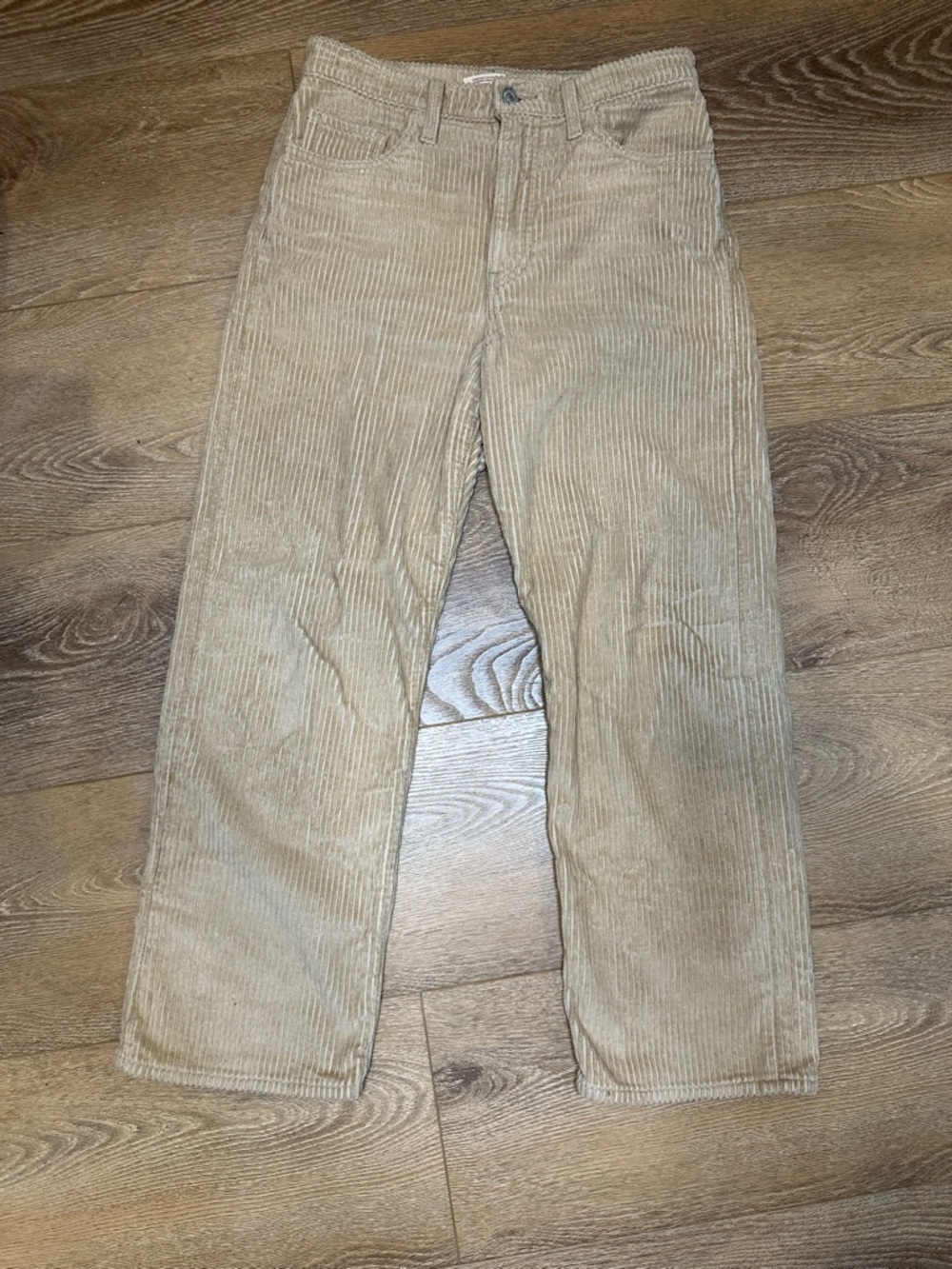 Levi's Premium Beige Ribcage Straight Ankle Corduroy Pants 28